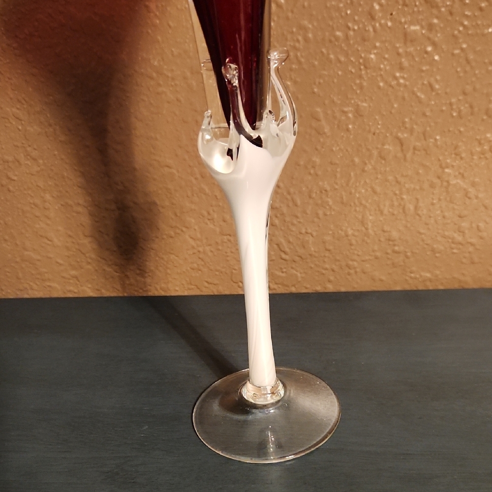 Ruby Red Art Glass Vase or Champagne Flute - Picture 5 of 11